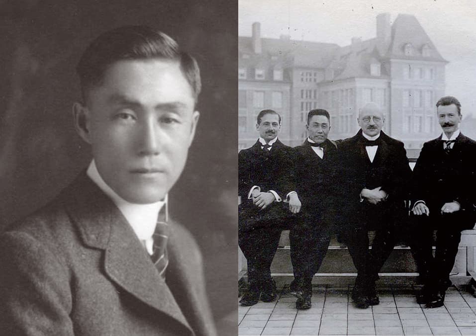 田丸節郎（1879〜1944年）中央左：節郎、中央右：Haber（1913）
